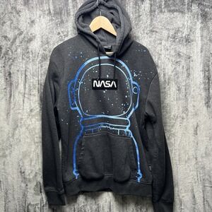 Southpole NASA Hoodie Mens L Black Pull over Sweatshirt Y2K Streetwear Hip hop